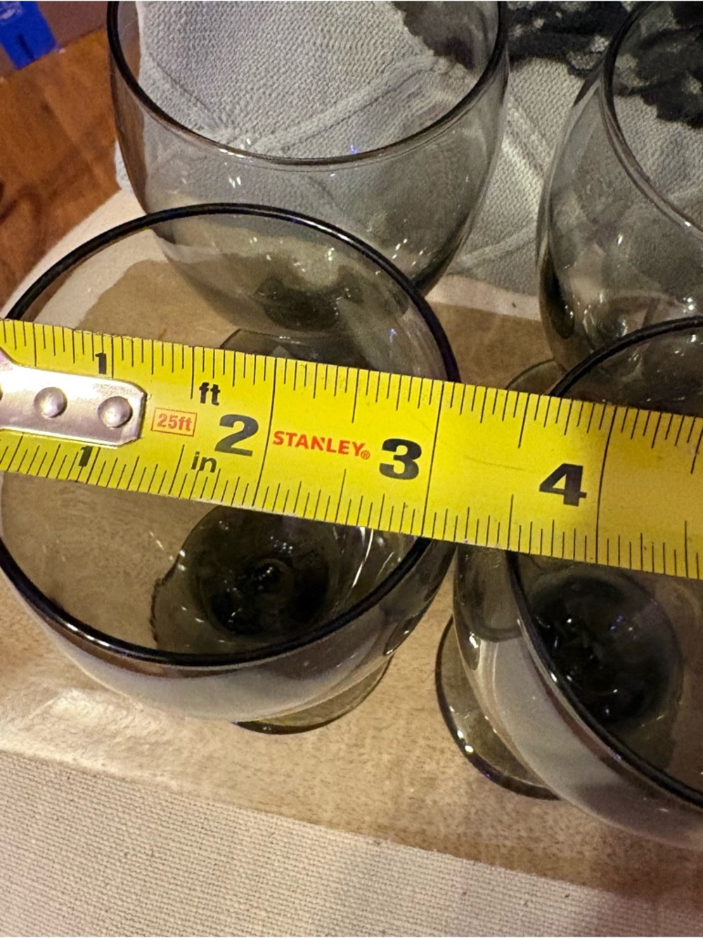 4 Vintage Libbey Smoke Gray Glass Water Wine Goblets 7 inches - Picture 2 of 6